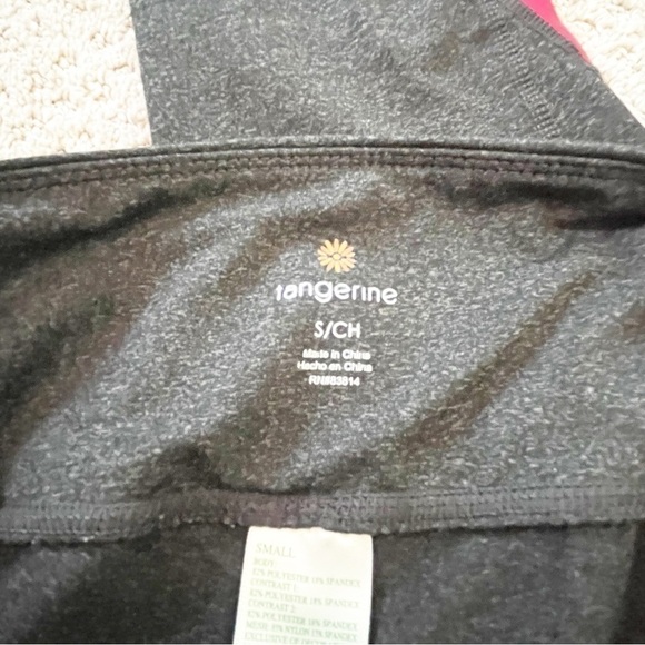 Tangerine Womens Charcoal Gray Coral White Leggings Size S Color Block Active - Picture 7 of 8